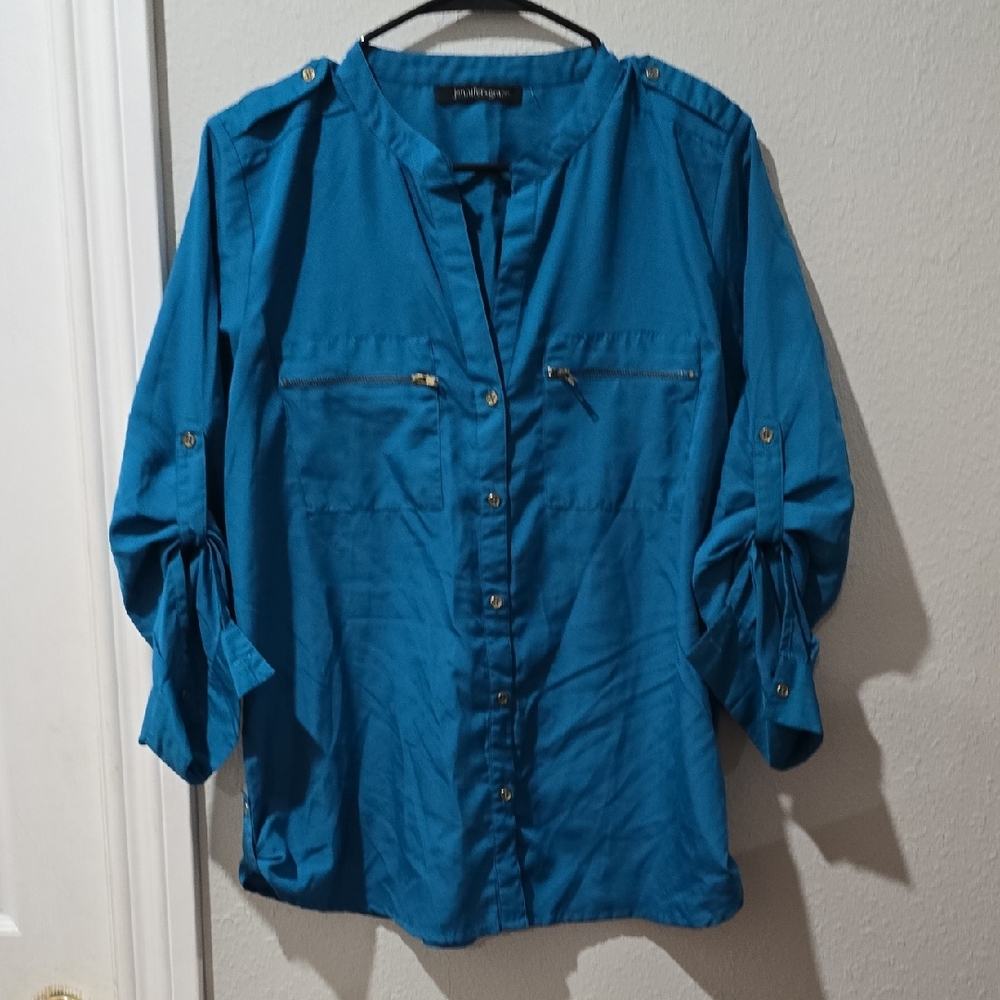 Indigo Teal Button-Down Women's Shirt